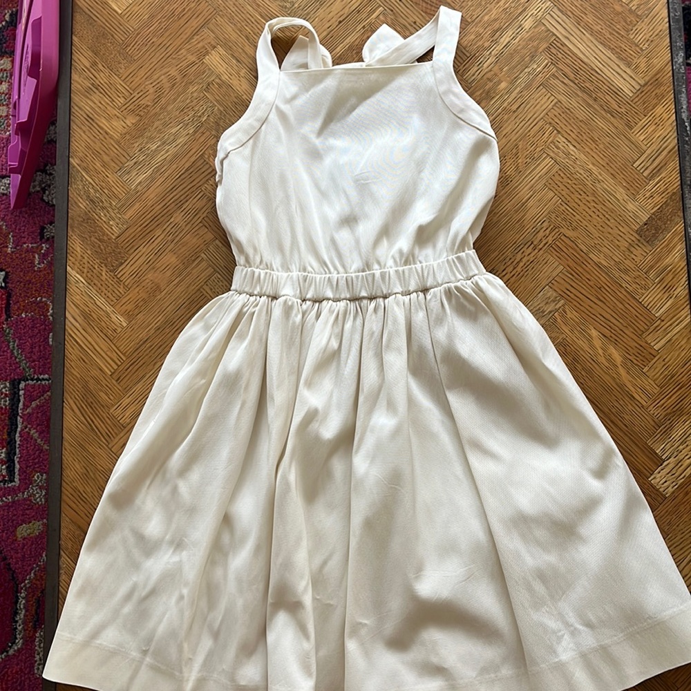 Silk Crewcuts Ivory Dress with Tulle Underlay